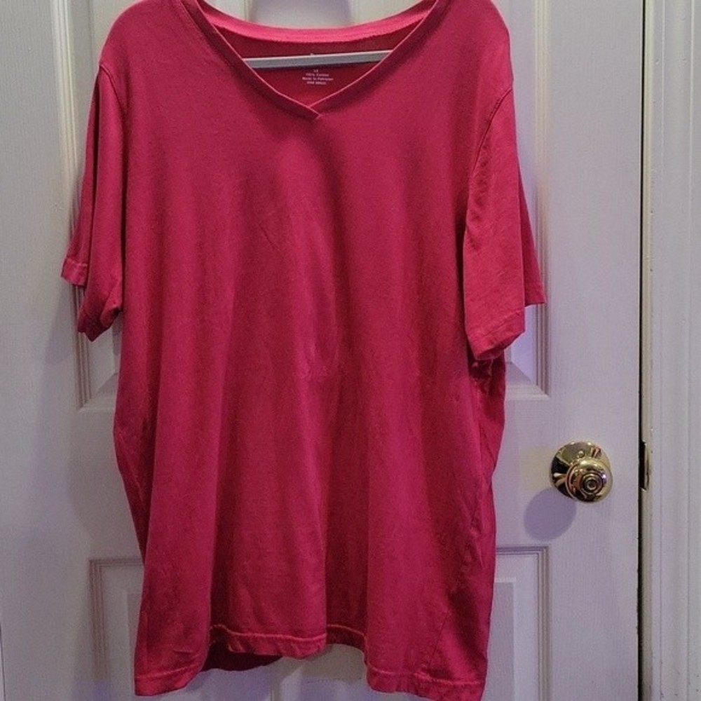 Woman Within Plus Size Pink V Neck TShirt Size 2X